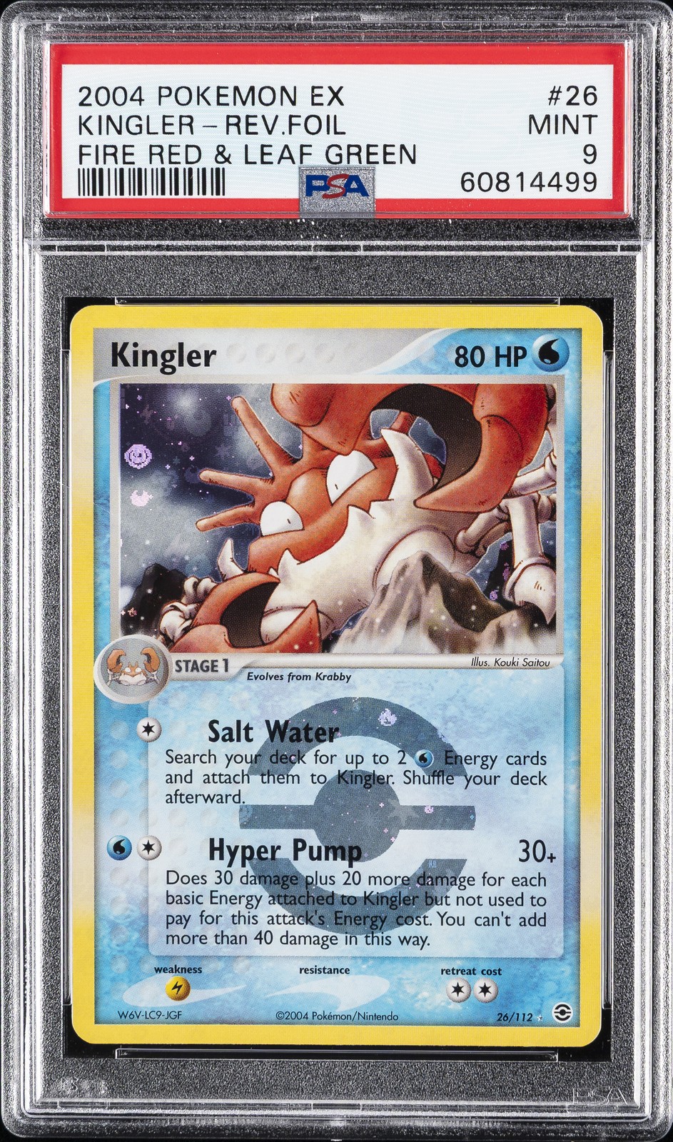 2004 POKEMON EX FIRE RED & LEAF GREEN #26 KINGLER-REVERSE FOIL PSA 9