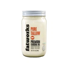 Fatworks Pure Tallow Grass Fed Beef Premium Cooking Oil 14oz Jar Keto Paleo