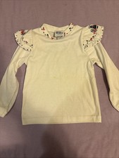 Oshkosh B  Gosh Vintage 1980/90s Mock Neck White Long Ruffle Sleeve Shirt Size 4T