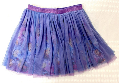 Disney Frozen Anna Elsa Girls Tulle Tutu Skirt L (10-12) Layered Glitter