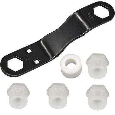 Homhelar RV Water Heater Drain Plug Kit with Angled Wrench, 4PCS 1/2'' Black 