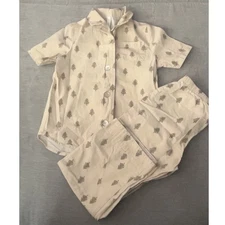 Rylee + Cru Kids Pajama Set Trees Print Button Up Shirt Pants 6Y