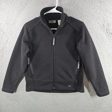 REI Girls Fleece Jacket Black Full Zip Mock Neck Outdoor Layer Size L 12/14
