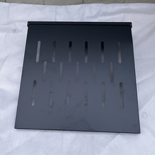 Wall-Mounted 19 in Rack Bracket Ventilated Shelf, Black Metal Server Shelf