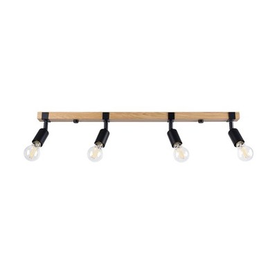 Modern Deckenlampe ZUCA 4 4-flammig Stahl Schwarzes Holz E27 LED SOLLUX LIGHTING