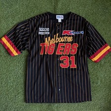 Vintage Fiddes Melbourne Tigers Jersey Warmup Black Mens L Blair Smith 90s NBL