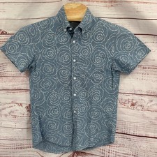 BONOBOS Shirt Mens Small Slim Fit Short Sleeve Button Down Floral Rose Print