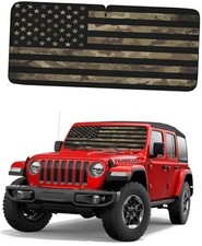JeepWrangler Flag 1-Piece Windshield Sun Shade Foldable Car Front Dark Camo