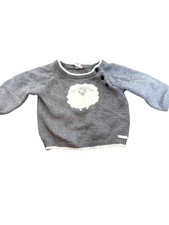 Janie And Jack Sweater Girls 9-12 Months Gray Sheep Button Pullover Knit
