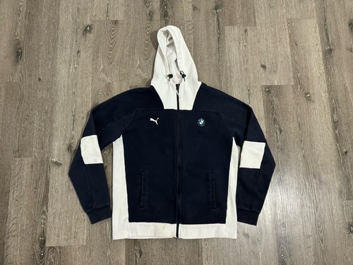 Puma BMW Motorsport Hoodie Mens Medium Blue White Full Zip Sweatshirt