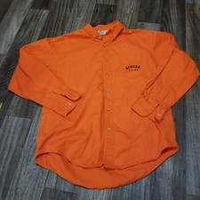 AU Auburn University Tigers Mens Long Sleeve Button Down Shirt L Red Oak Orange