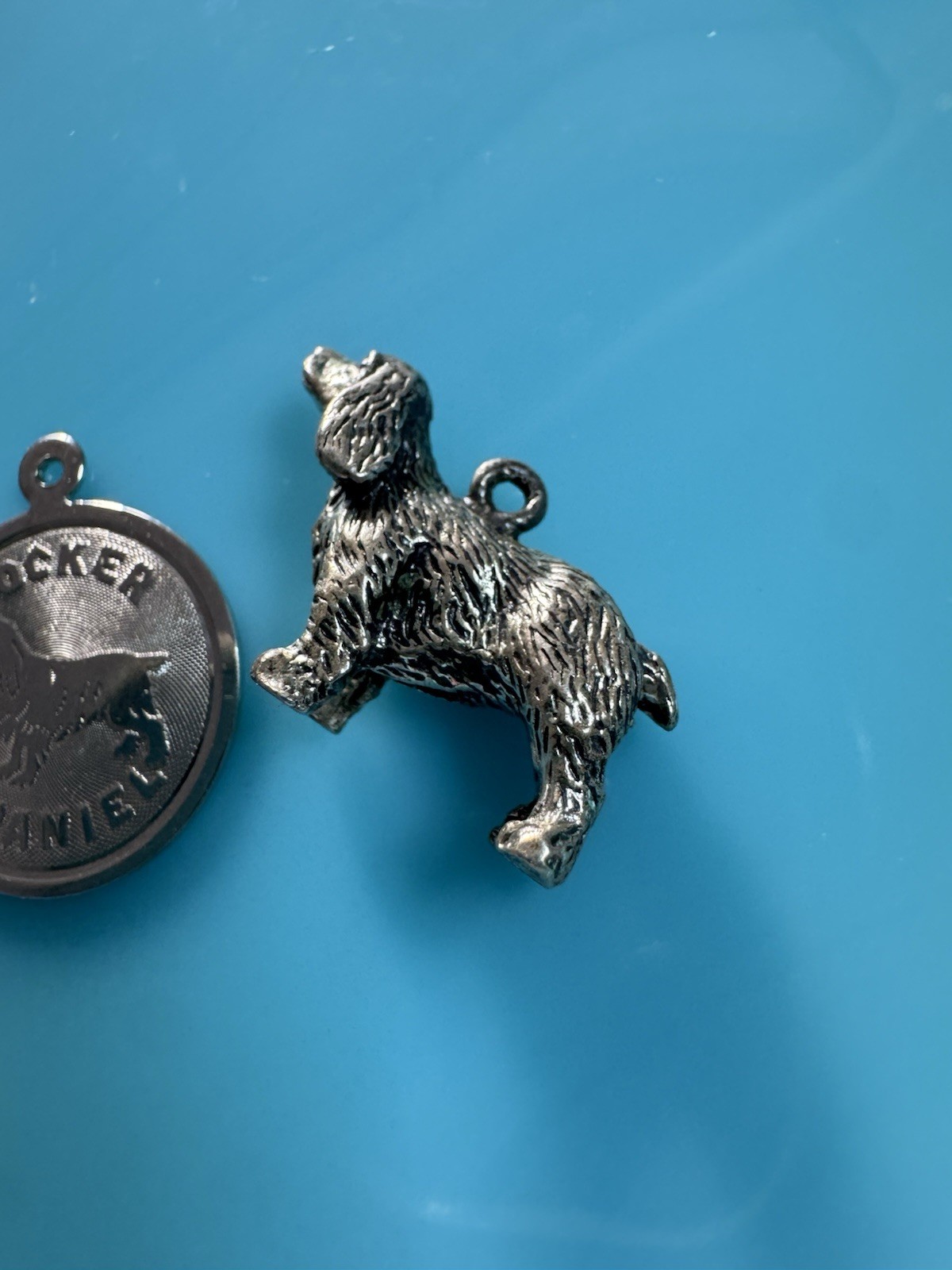 VTG Cocker Spaniel Puppy Dog Solid Charm Pendant … - image 2