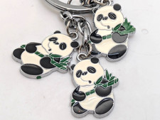 3 Panda Bear Figures Keychain Charms