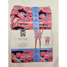 Member's Mark Mens Resort Swim Trunk Pink Shark Print 7 Inch Inseam Large L