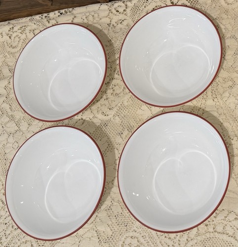 4 Pl Set 12 Pc Corelle RUBY RED Stripes 10 1/4” Dinner Plates, Bowls, Desserts - Picture 11 of 16