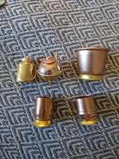 VTG Lot of 5 Vintage Copper Brass Miniature Dollhouse Japan Utensils Cookware