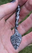 Leaf pendant, hand-forged with leather cord, ...