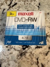 Maxell 3-pack DVD-RW Data - Video 4.7GB 120 Min Rewritable Single Sided NEW