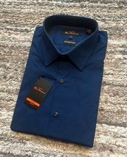 Ben Sherman Men's Deep Blue Long Sleeve Button Up Dress Shirt Neck 17 W-21 