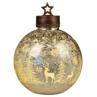 LED Deko Kugel Frosty Winterwald Gold H. 35Cm Aus Glas Formano W25