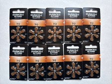 60 x Duracell Activair 312 Size Hearing aid batteries Zinc air 10 Pack of 6 2029