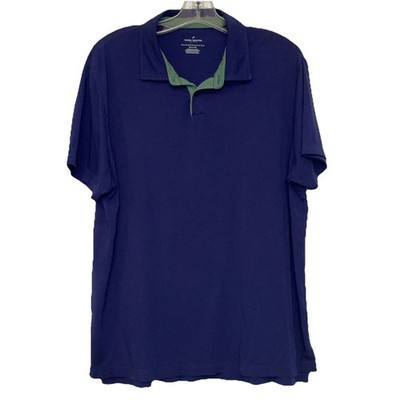 Daniel Hechter Polo Shirt Mens XL Athletic Slim Fit Navy Blue Green Trim Stretch