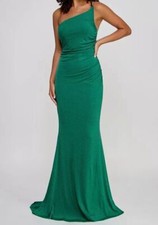 Crystal Doll Women's Juniors' Green Rhinestone One-Shoulder Dress Size 9