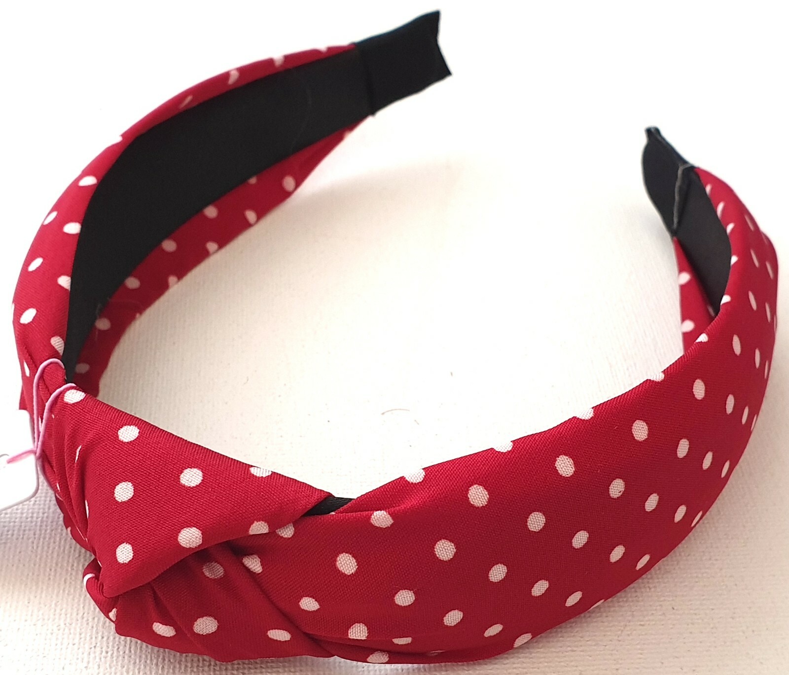 NEW 3cm Red Polka Dot Spotted Print Fabric Knotted Aliceband Headband Women UK