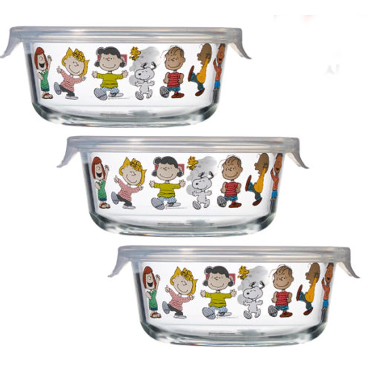 Pyrex Peanuts Snoopy Glass Storage Heat Resistant Containers