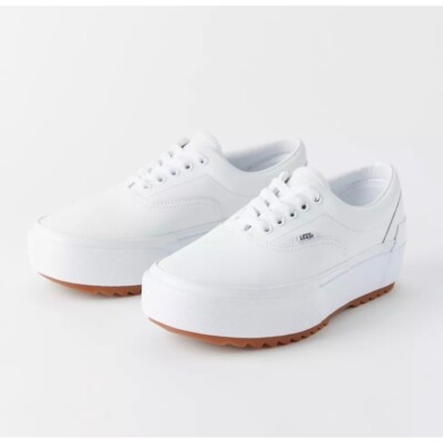 VANS ERA STACKED LEATHER TRUE WHITE PLATFORMS Womans Size 10