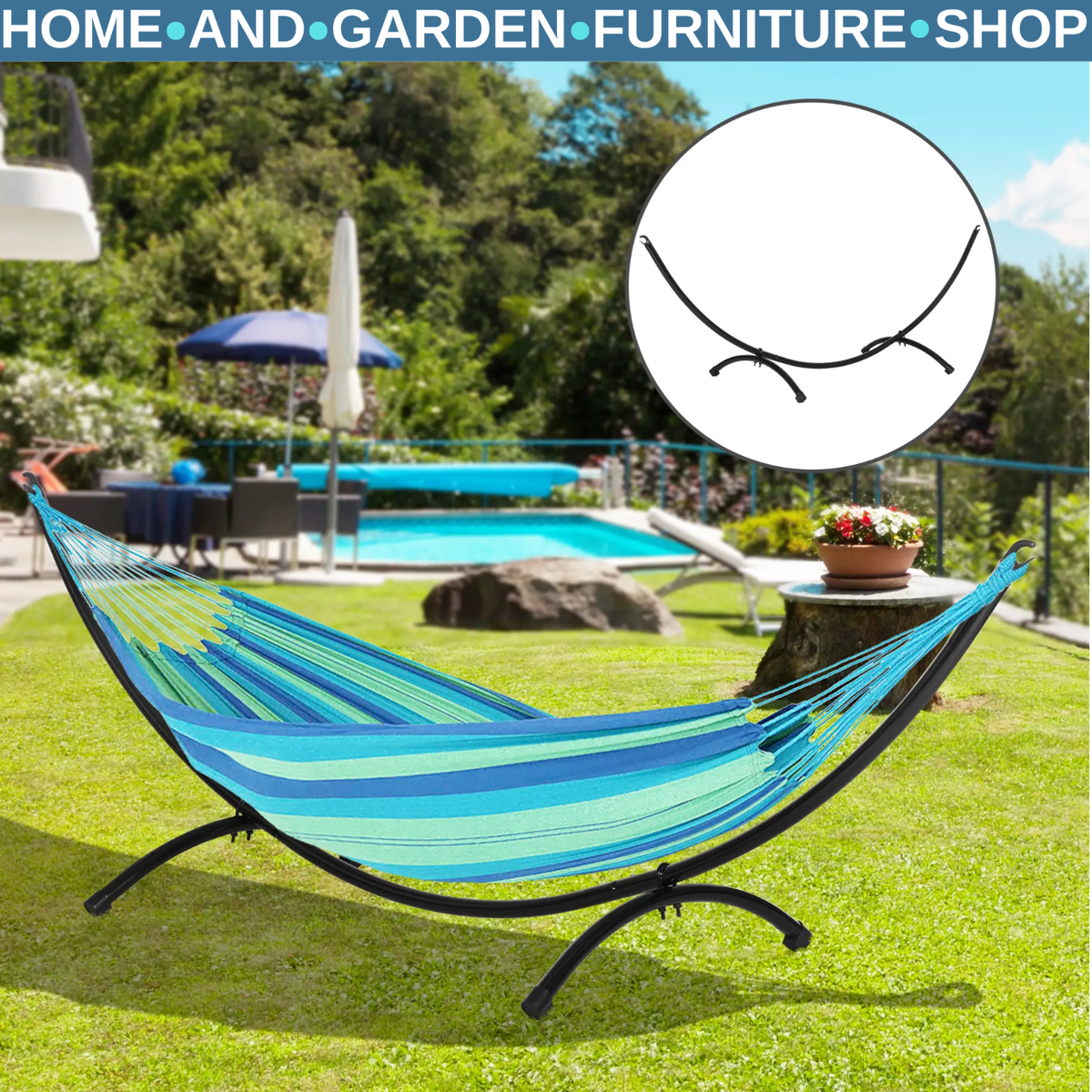 Hammock Stand Powder Coated Metal Frame 'U' Shaped with Non-Slip