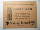 *c.1920s EDGAR A. GUEST SUNDAY JOURNAL PROMOTIONAL POSTER – PORTLAND, OREGON* — photo 1