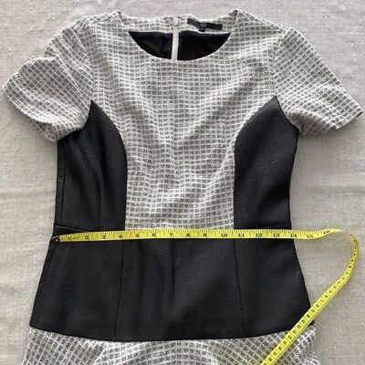 Tibi Faux Leather Panel Fit & Flare Jacquard Mini Dress US 4 Black Grey | eBay Tibi Faux Leather Panel Fit & Flare Jacquard Mini Dress US 4 Black Grey | eBay
