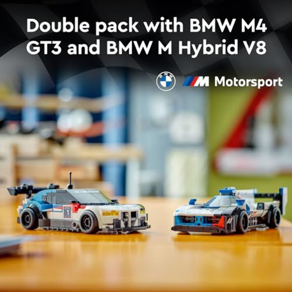 LEGO Speed Champions BMW M4 GT3 & BMW M Hybrid V8 Race Cars, BMW Toy for Kids wi