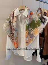 Sallys Twill Silk Wrap Square Scarf Garden Floral Print Shawl Kerchief 35"