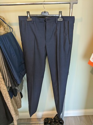 Mens Primark Smart Tuxedo Trousers Blue 