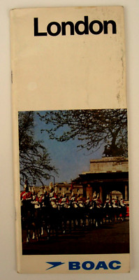 Original Vintage BOAC London Broschüre/Broschüre mit ausklappbarer Karte 1. Auflage 1971