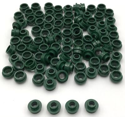 Lego 100 New Dark Green Plates Round 1 x 1 Stud with Open Stud Pieces