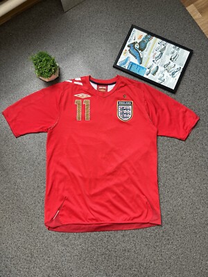 Umbro イングランド代表 J. COLE 2006 ユニフォーム 長袖 England Umbro Mens 2006/2008 Away Red Football Shirt #11 J