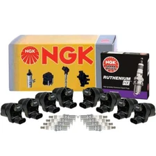 NGK 8 NGK Ignition Coils & 8 Ruthenium HX Spark Plugs Kit For Buick Cadillac GMC