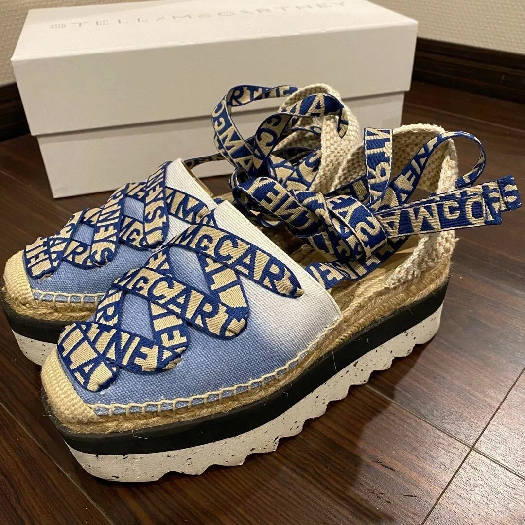 ADIDAS Sandali con plateau STELLA McCARTNEY espadrillas nastro taglia 37