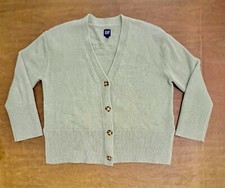 GAP 24/7 Split Hem Cardigan Sage Green Sweater Sz Medium