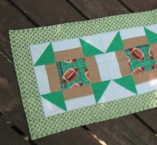 Handcrafted Tailgate Touchdown, Table Mat, Dresser Scarf or Runner  16" x 55"