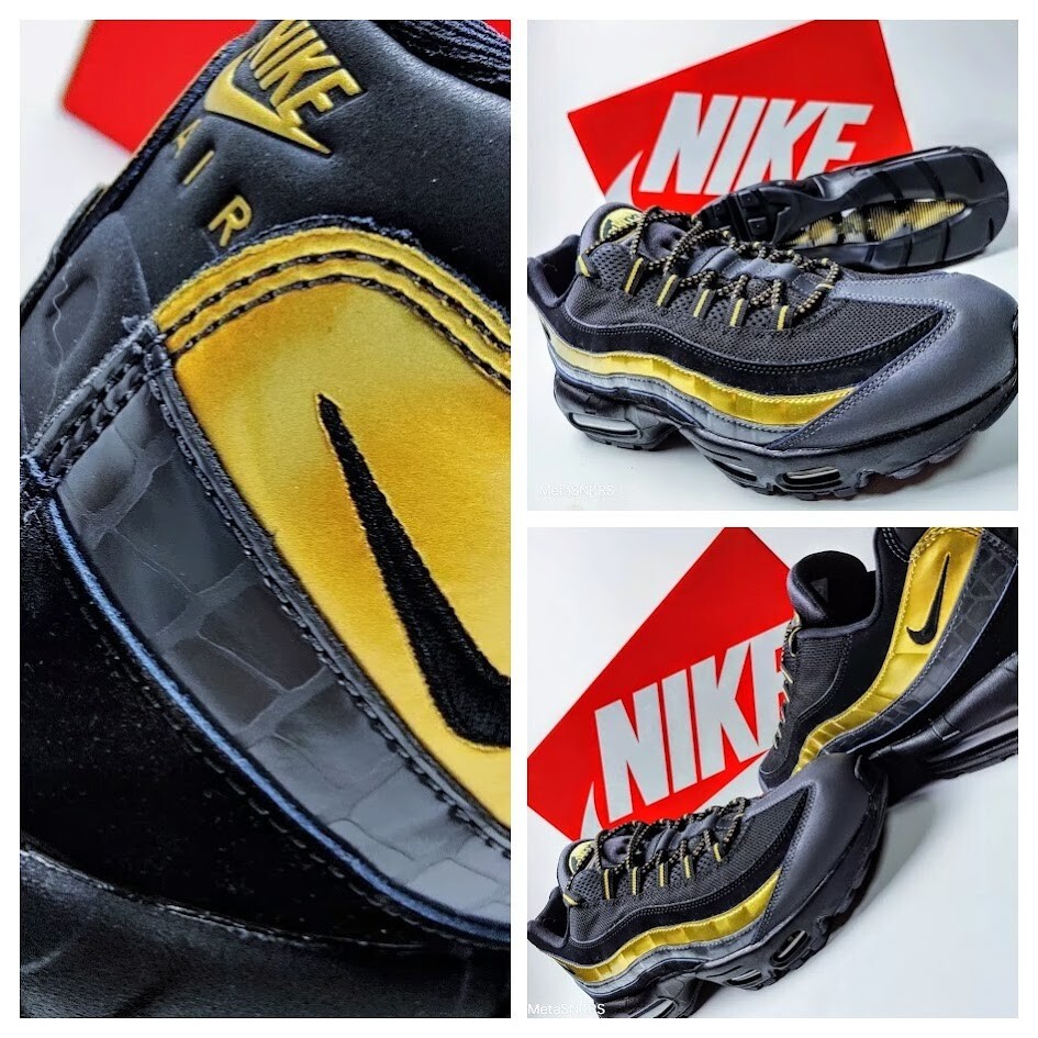 Nike Air Max 95 PRM US 15 Men's Black Gold Grey Anthracite Retro  538416 007 New thumbnail 4