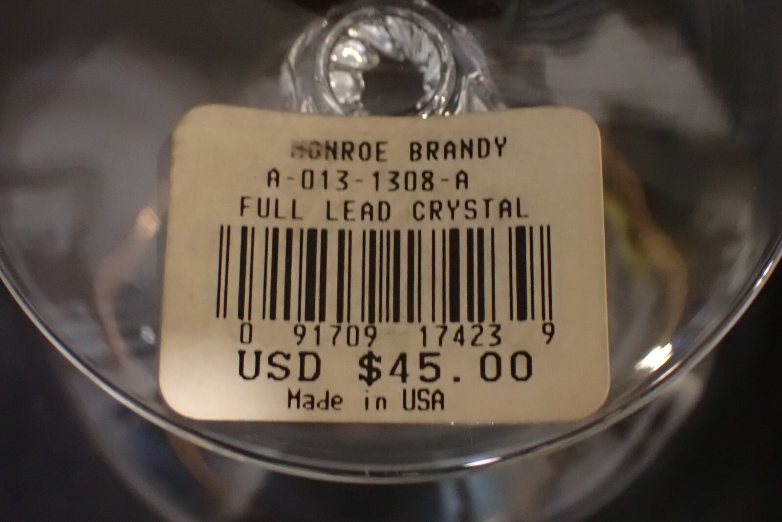 Lenox Monroe Brandy Glass. Crystal stemware. 24kt gold trim, RARE, LAST