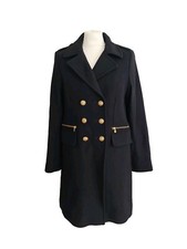 Gerard Darel Womens Black Double-breasted Wool Blend Peacoat Jacket. Uk 10/eu 38