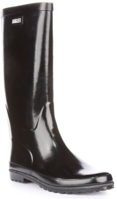AIGLE Eliosa Vintage Hineinschlüpfen Gummistiefel Regen Damenstiefel Schwarz