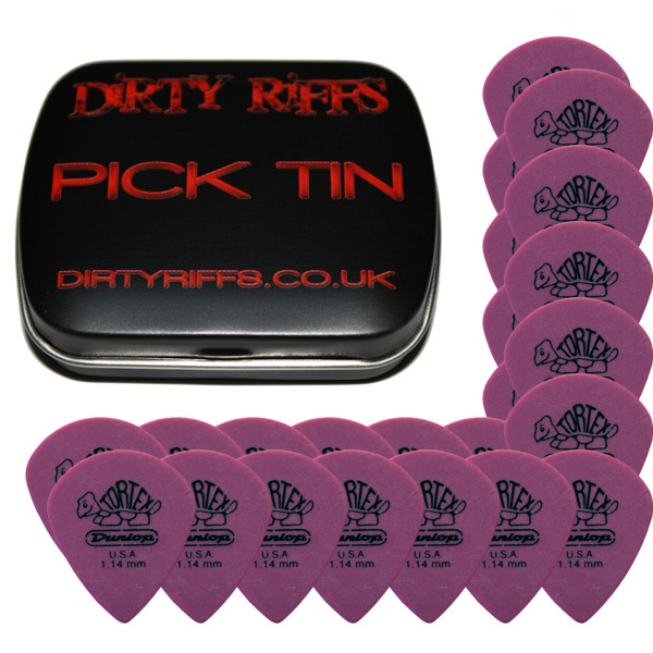 24 x Dunlop Tortex Jazz III 3 XL Guitar Picks / Plectrums 1.14mm In A Pick Tin