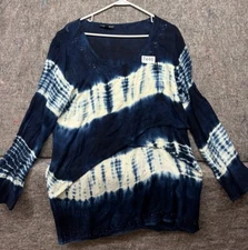 Greater Good Top Women's Blue Beige Rayon Blouse Sequins Size 1X