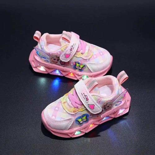 Girls LED Sneakers Princess PU Leather Shoes Children Casual Non-Slip Light Up - Picture 4 of 9